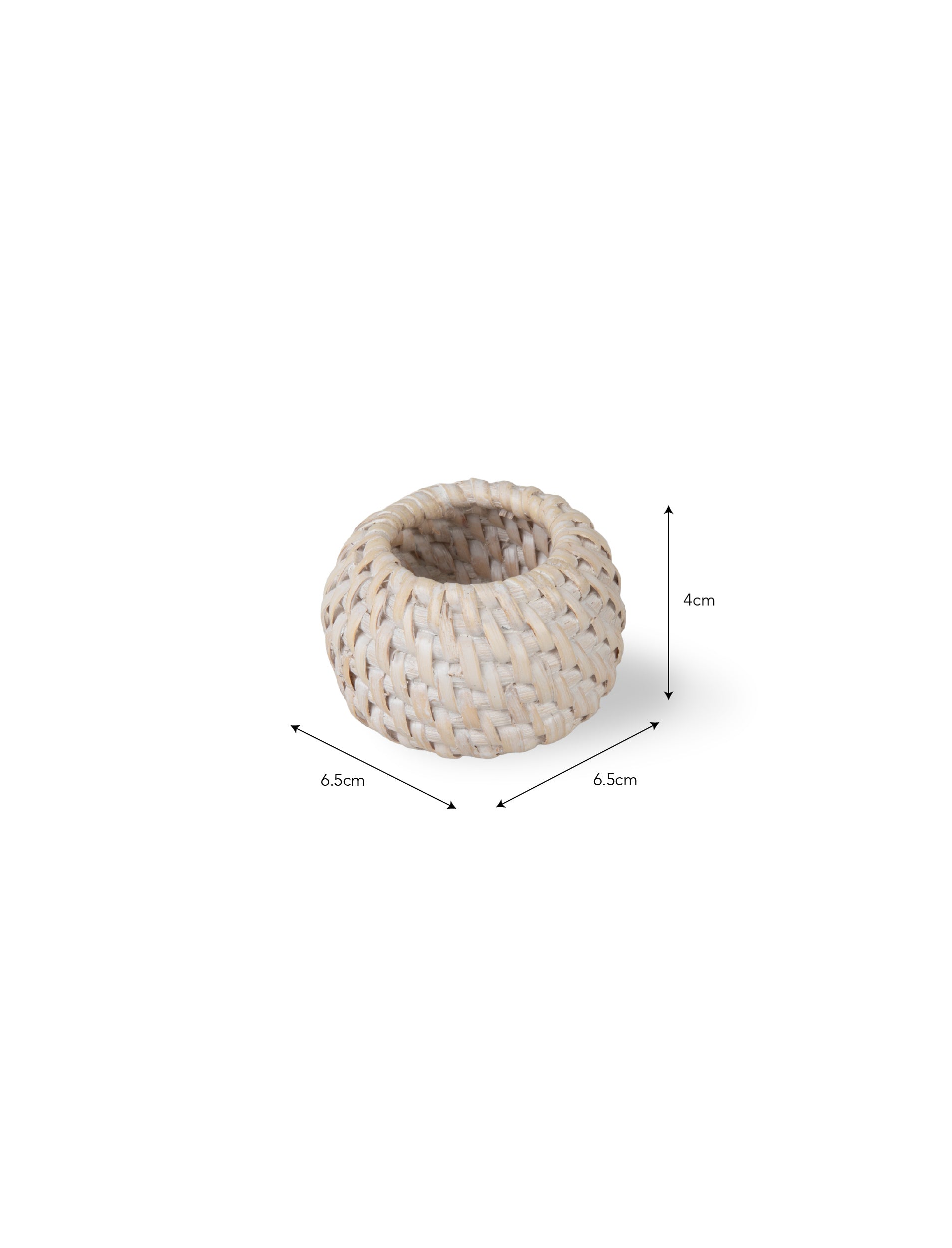 Set of four white rattan Wittering napkin rings by Sable Homeware, stylish table accessories for elegant table settings.
