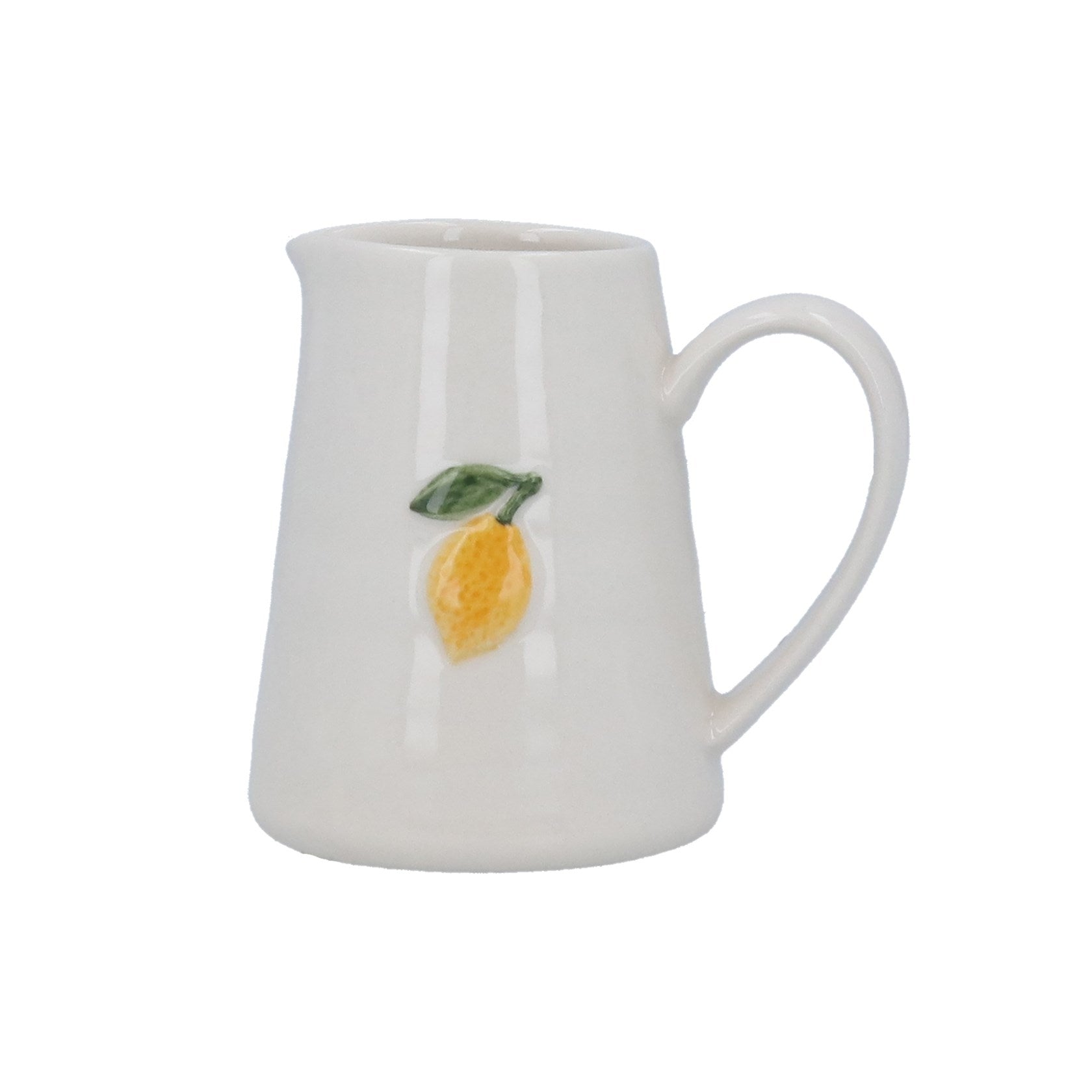 Sable Homeware stoneware mini jug with lemon design, small ceramic pitcher for decorative or functional use.