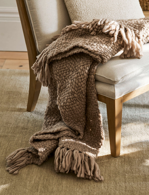 Truffle Chunky Knit Wool Throw