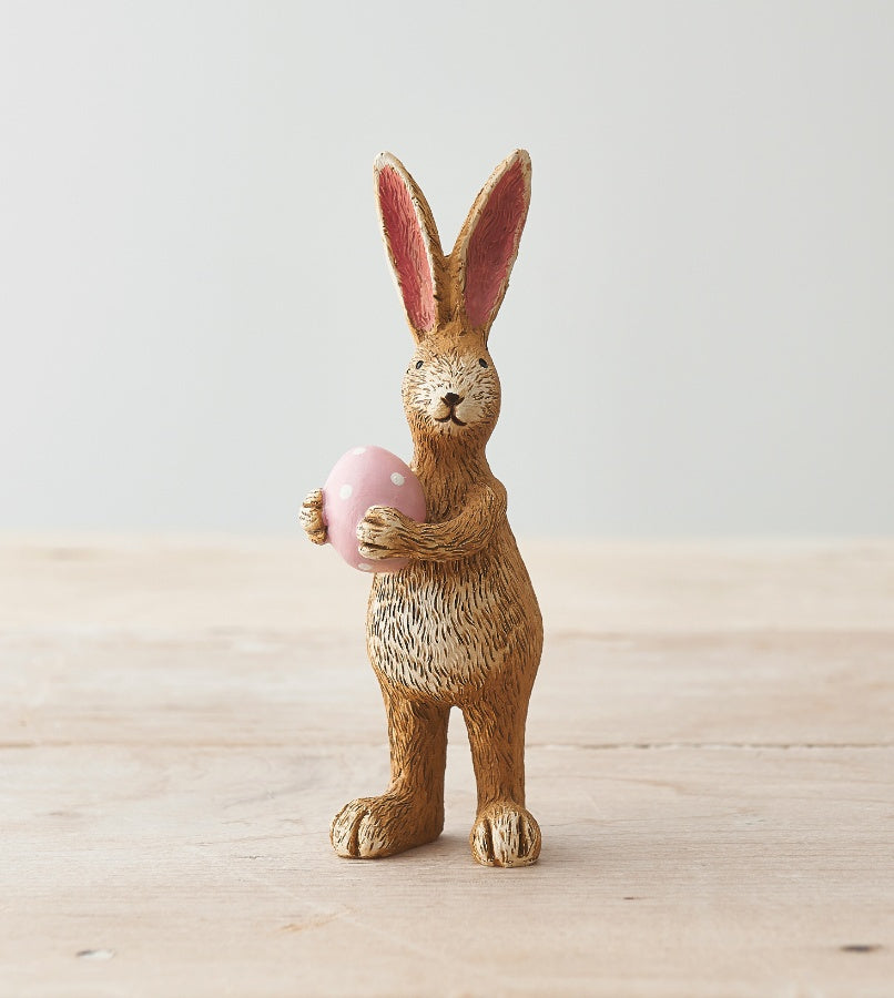 Shabbyquins Easter Bunny ornament with colorful eggs, decorative holiday decor for spring celebrations.