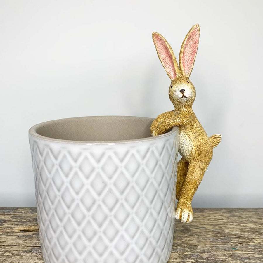 Sable Homeware Jasper Rabbit Pot Hanger ornament featuring a detailed ceramic rabbit design for decorative display.
