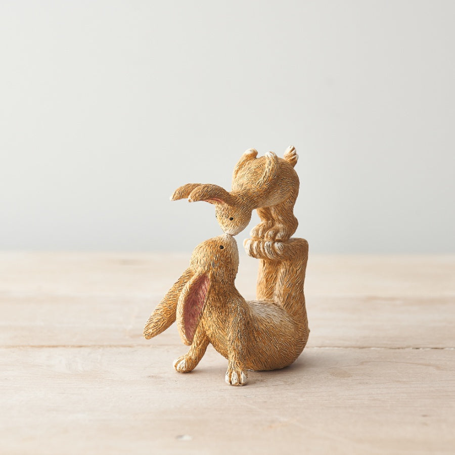 Sable Homeware Kissing Bunnies Easter Ornament in three styles, featuring adorable bunny figures with a festive spring design.