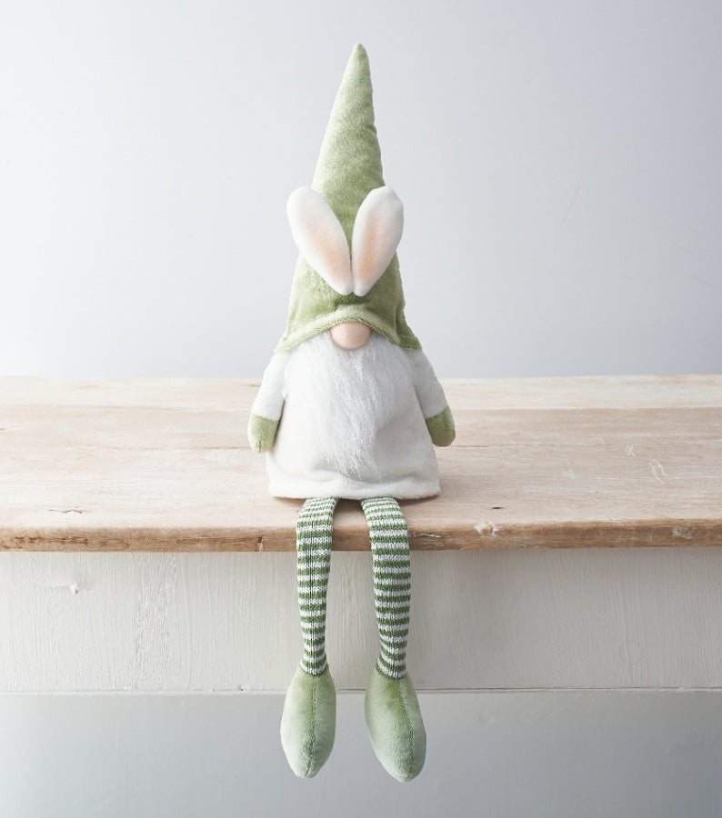 Shabbyquins Green Bunny Gonk ornament featuring a whimsical, plush bunny figure with a green outfit and decorative details.