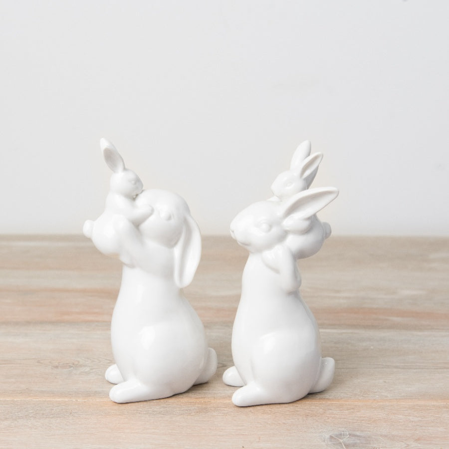 White Easter Bunny ornament by Shabbyquins, featuring detailed bunny design in two available styles for festive decoration.