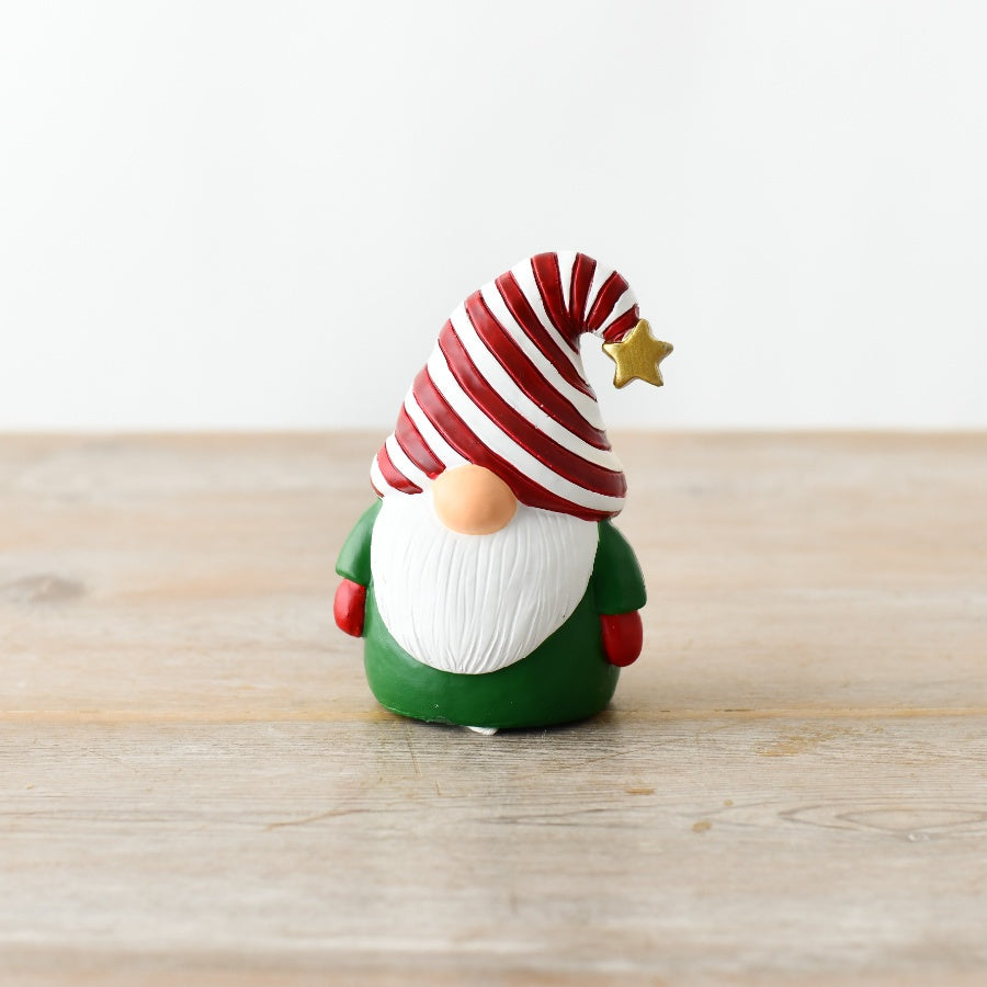 Two festive Christmas Gonk ornaments in cute styles from Shabbyquins, featuring fluffy hats and cheerful expressions.