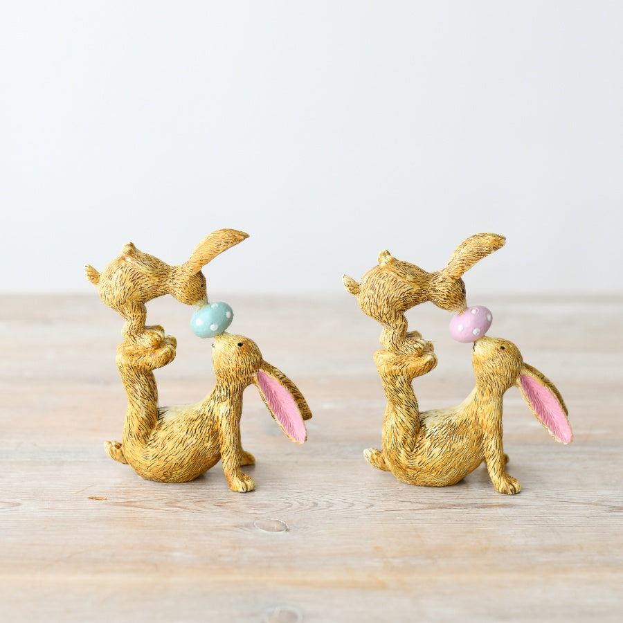 Kissing Bunnies Easter Ornament by Sable Homeware featuring adorable bunny figures in three different styles.