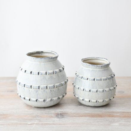 Soft grey tactile vase by Sable Homeware, available in two sizes, featuring a smooth textured surface and modern design.