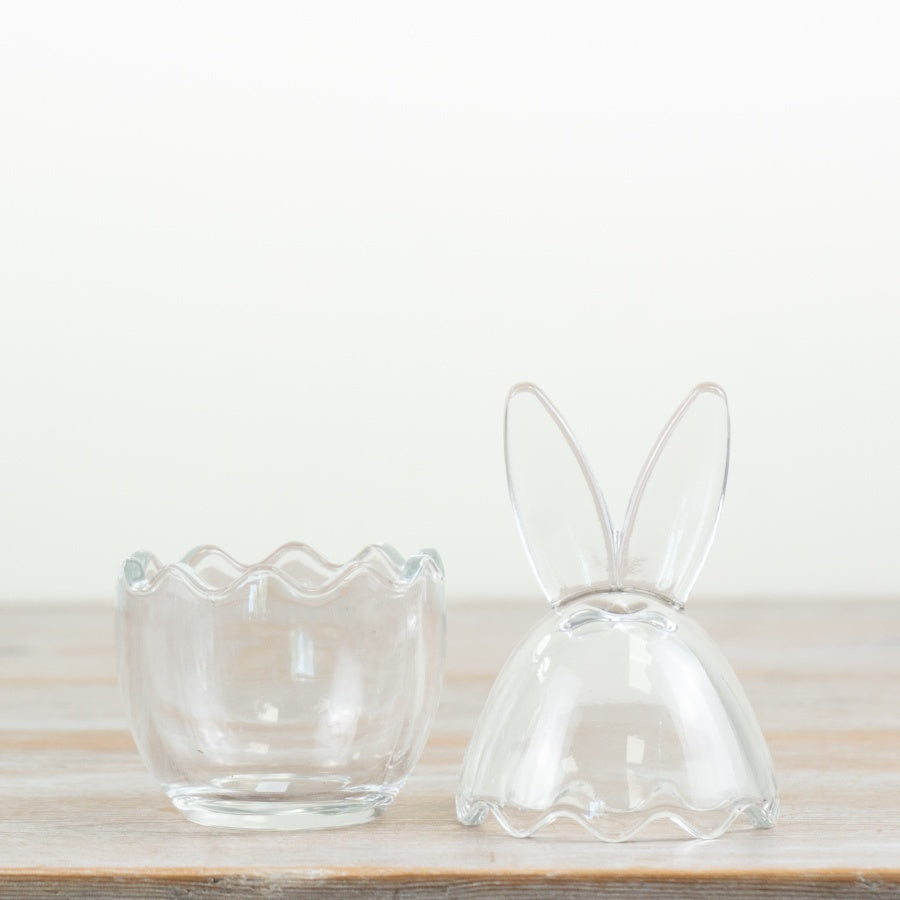 Sable Homeware bunny ear storage jar in two sizes with white ceramic finish, featuring cute bunny ear handles.