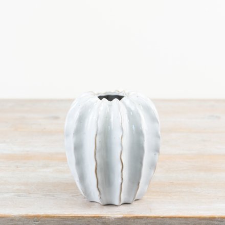 White ceramic pod vase by Sable Homeware, available in two sizes, with a smooth rounded shape and minimalist design.