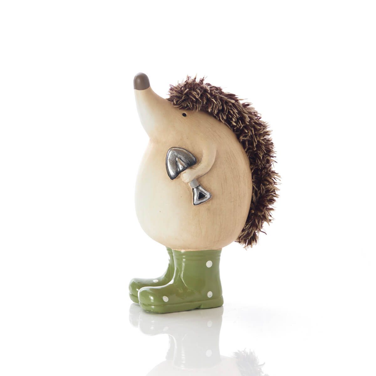 Shabbyquins Hedgehogs in Wellies ornament featuring cute hedgehogs wearing colorful wellington boots on a decorative stand.