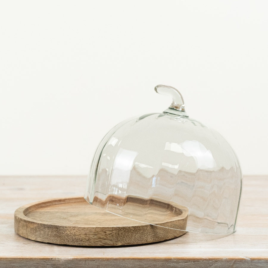 Pumpkin Cake Plate with Glass Dome