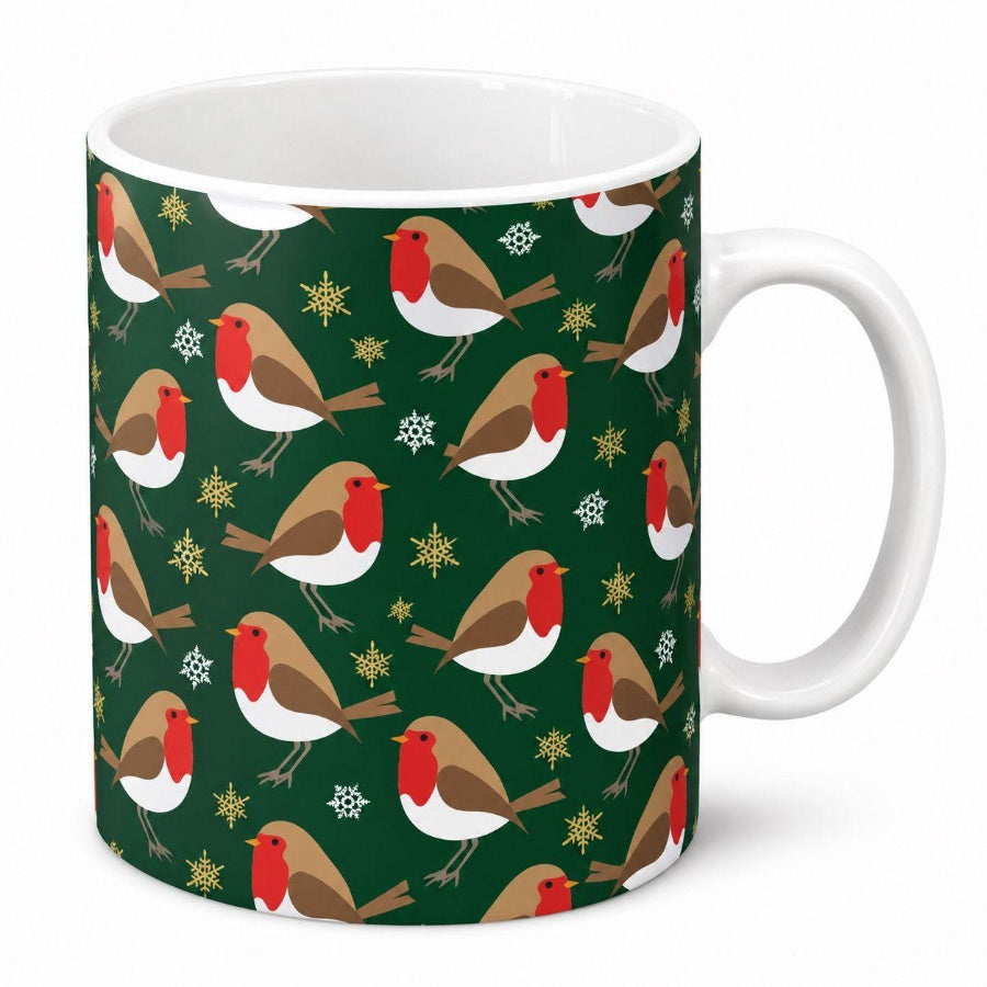Green Christmas Robin Mug
