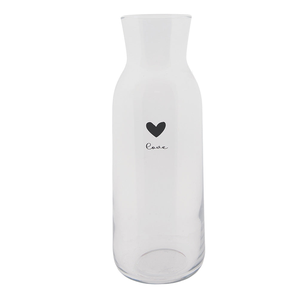 Clear glass heart-shaped mug by Sable Homeware, water glass and carafe with elegant design and smooth finish.