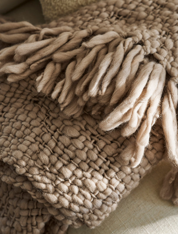 Truffle Chunky Knit Wool Throw