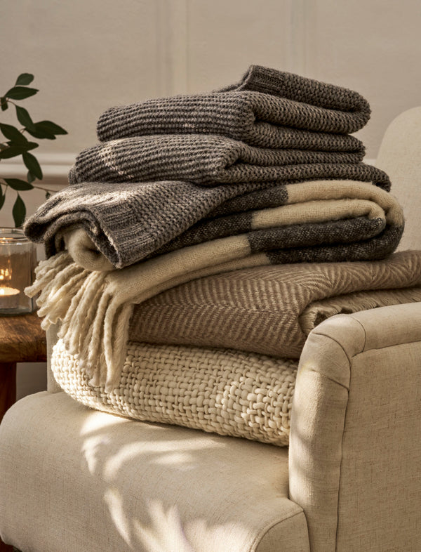 Fern Wide Stripe Wool Throw