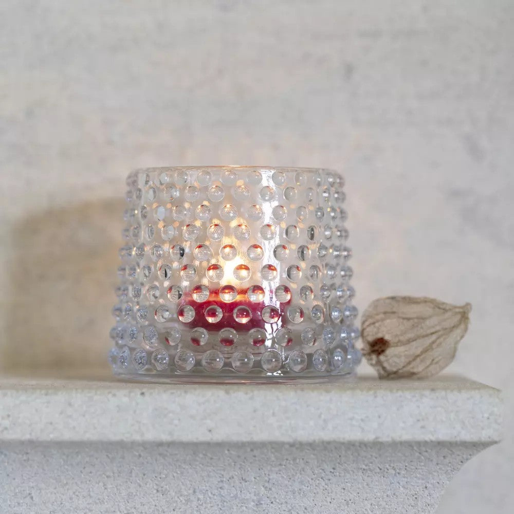 Tea Light Holder Bobble Clear