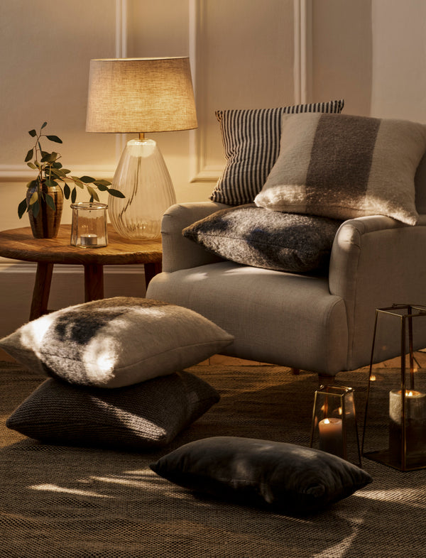 Fern Wide Stripe Wool Cushion 50x50 cms