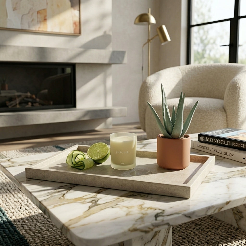 Sable Homeware Juiced Lime Avocado & Cucumber Water Wxy Deluxe Candle with fresh, vibrant scent and elegant glass holder.