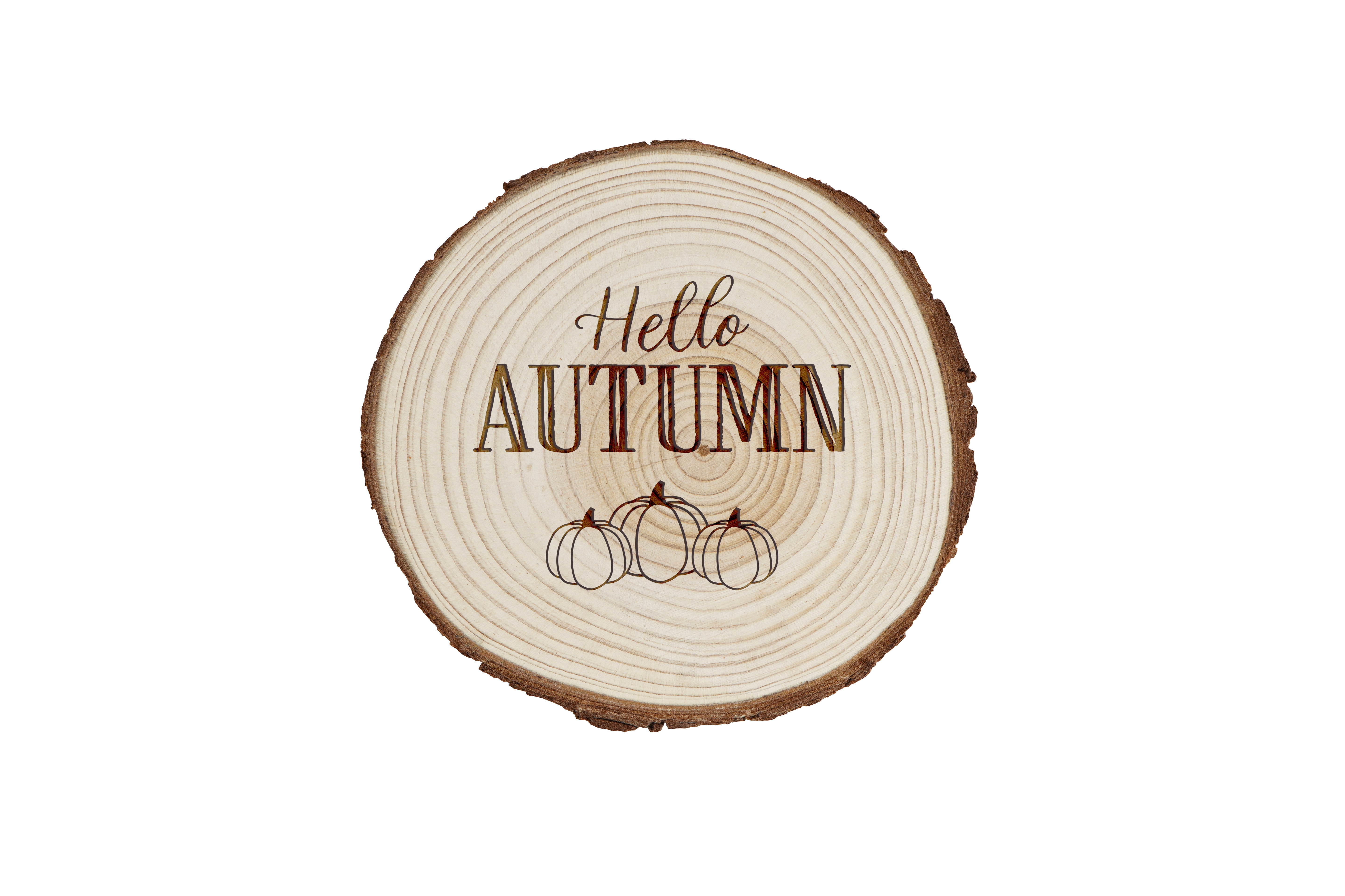 Hello Autumn Natural Log Slice Coaster