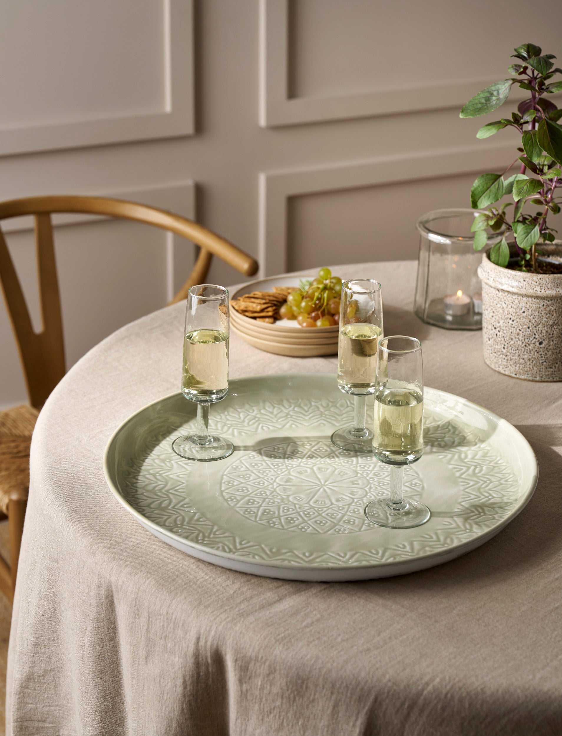 Fiskardo iron tray by Sable Homeware in clay finish, featuring a rectangular shape with handles for serving or decor.