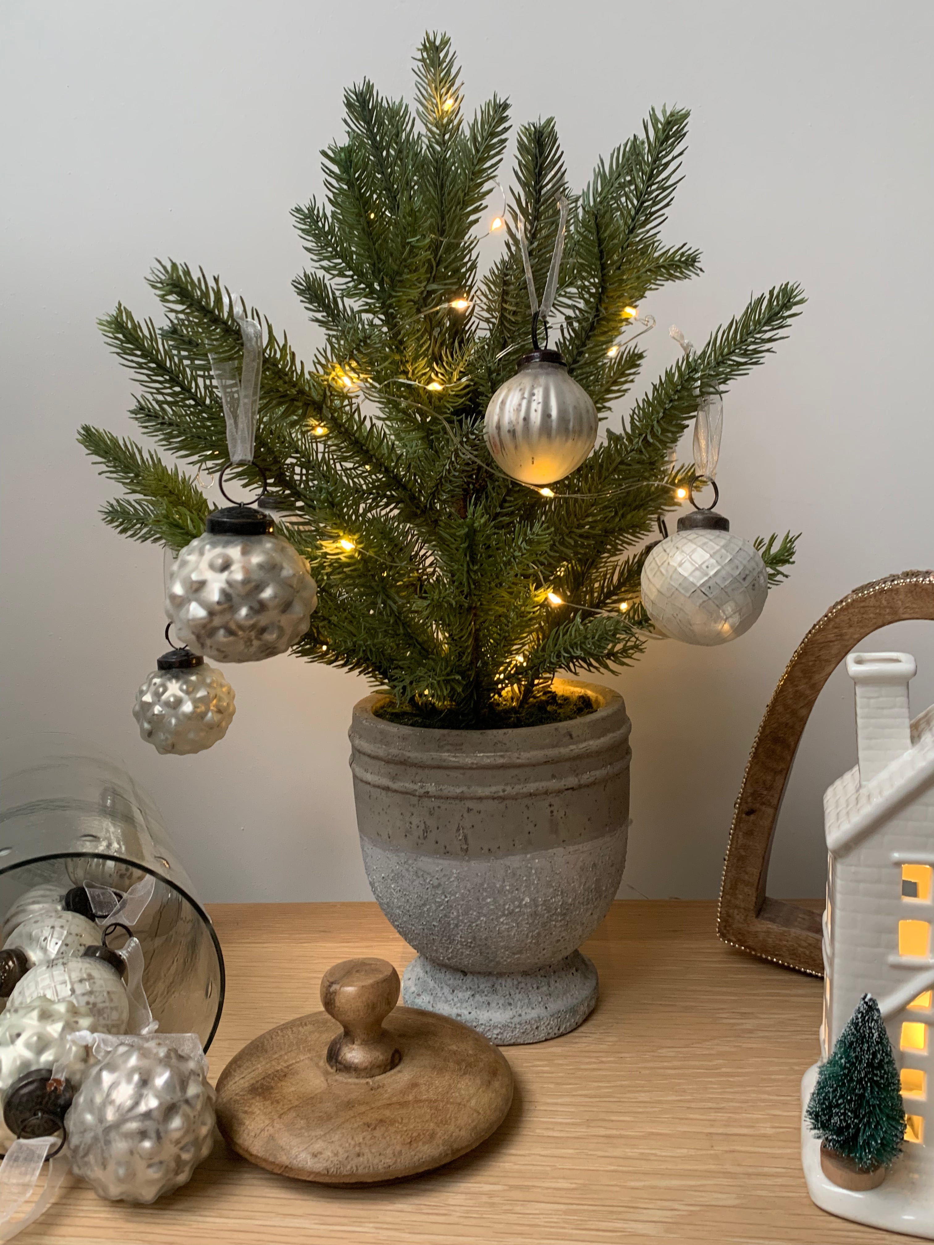 Pine Tree In Stone Pot - Shabbyquins