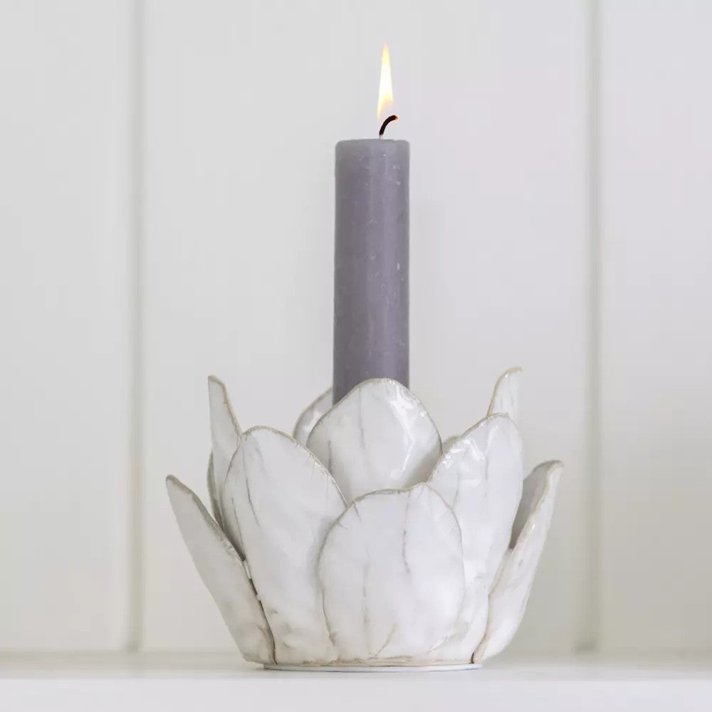 White Petal Candle Holder