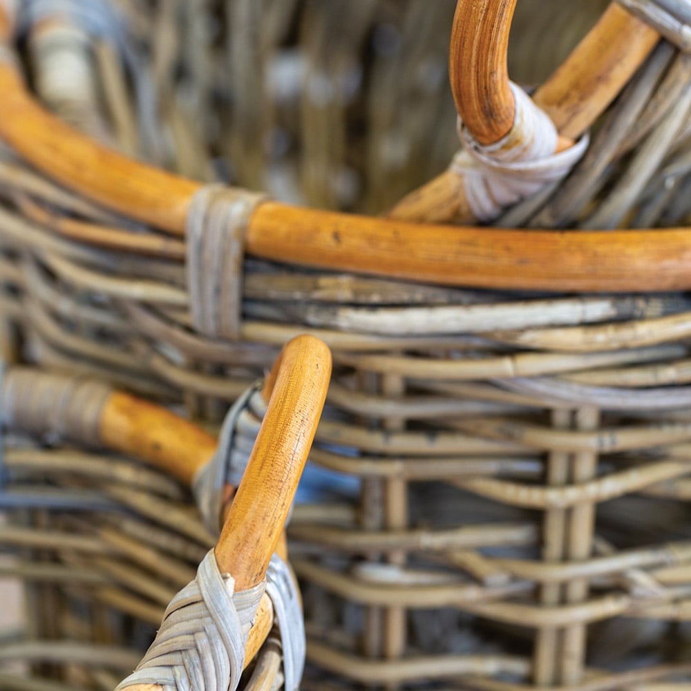 Round Kubu Basket with Handles Set of 3 - Shabbyquins