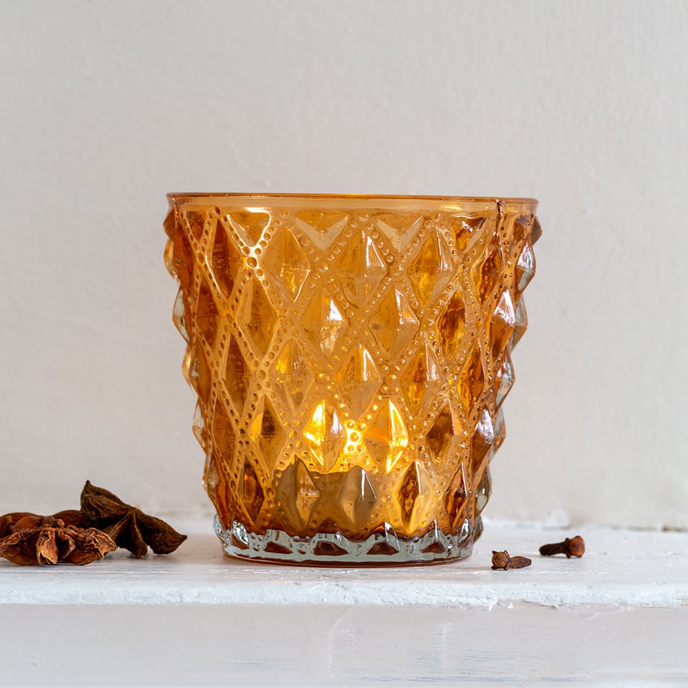 Dark peach T-light candle holder from Sable Homeware featuring a stylish, modern design suitable for home décor.