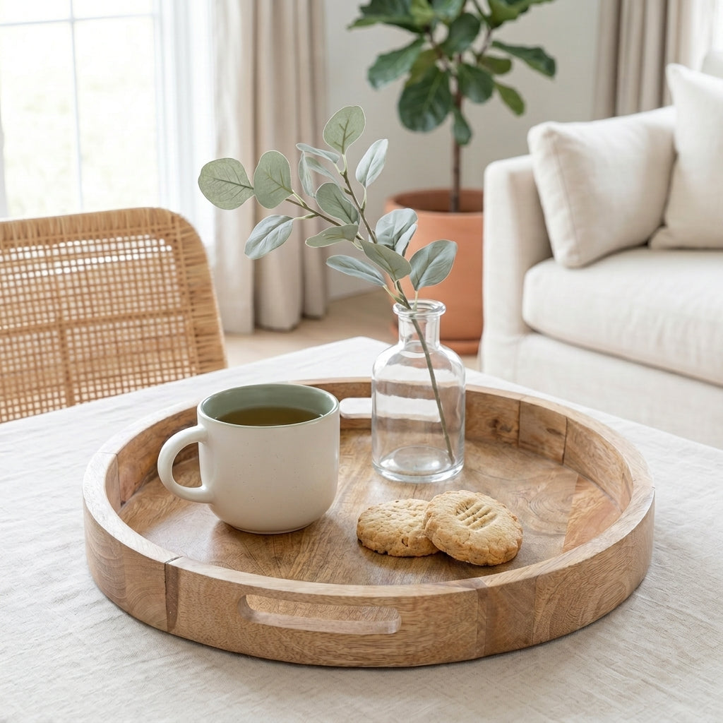 Midford Mango Wood Serving Board by Sable Homeware, showcasing a handcrafted wooden tray with natural finish and smooth edges.