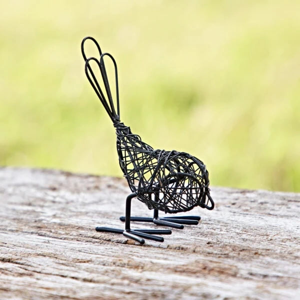 Set of three Sable Homeware mini wire bird garden ornaments with intricate wire details and charming bird designs.