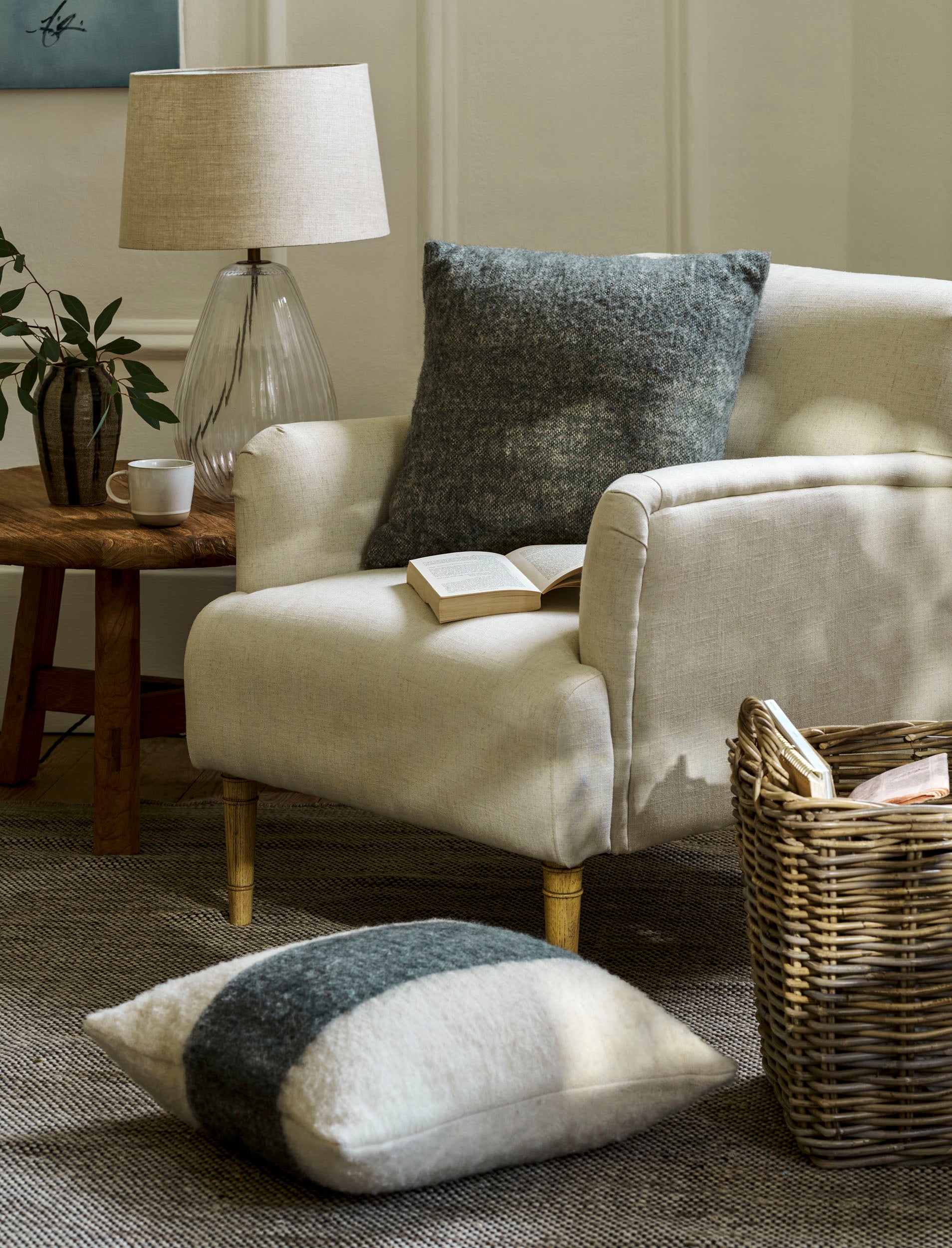 Fern Wide Stripe Wool Cushion 50x50 cms