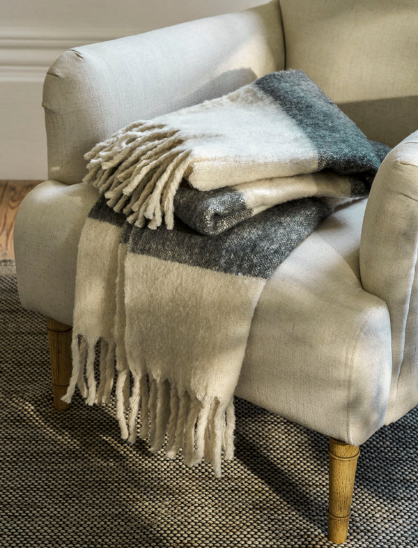 Fern Wide Stripe Wool Throw
