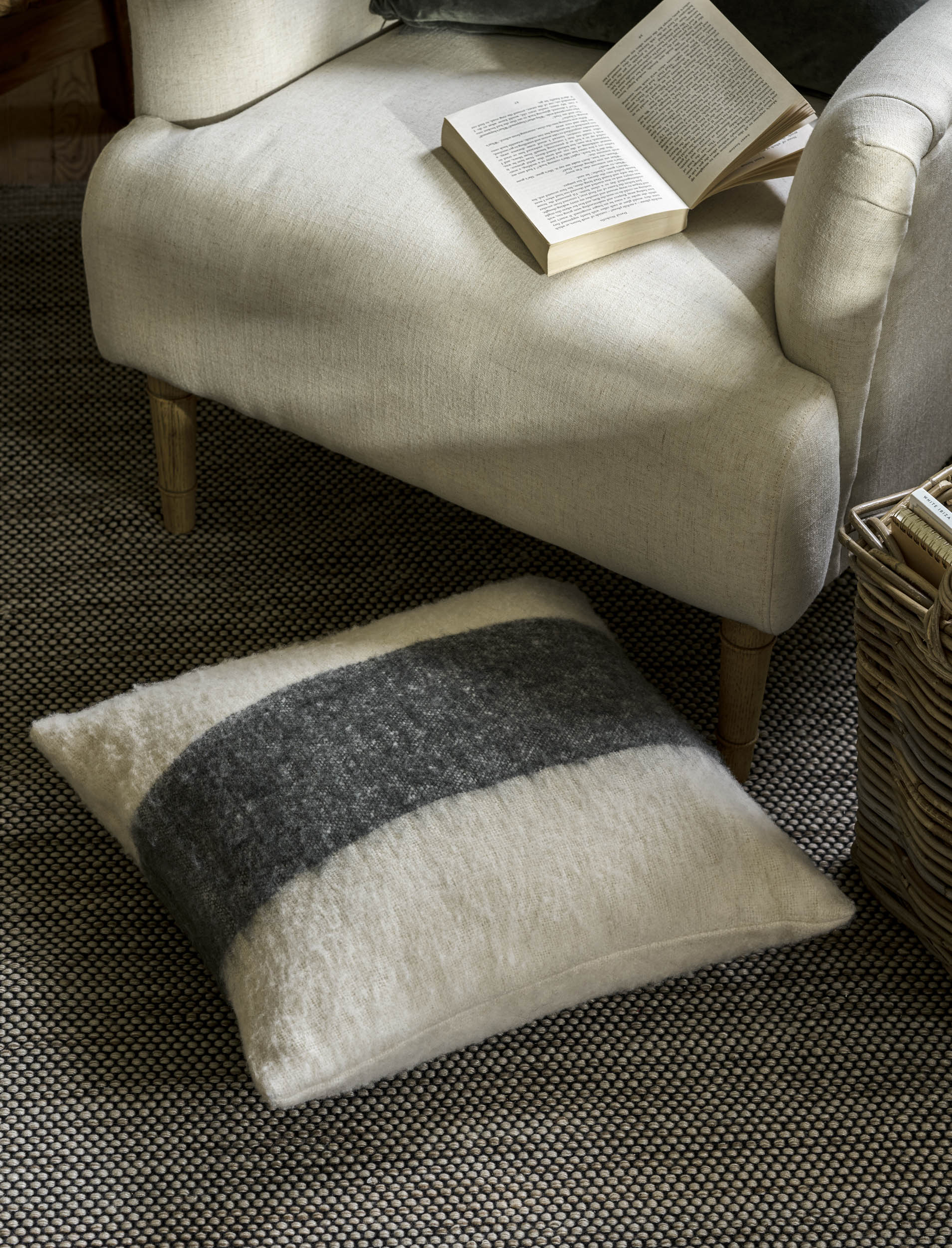 Fern Wide Stripe Wool Cushion 50x50 cms