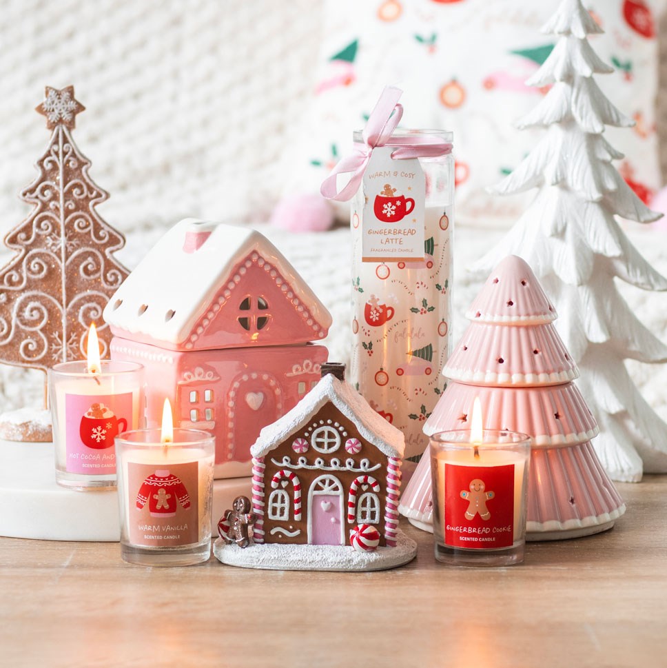 Pink or white Halloween Christmas tree oil burner by Sable Homeware, featuring festive holiday-themed design.