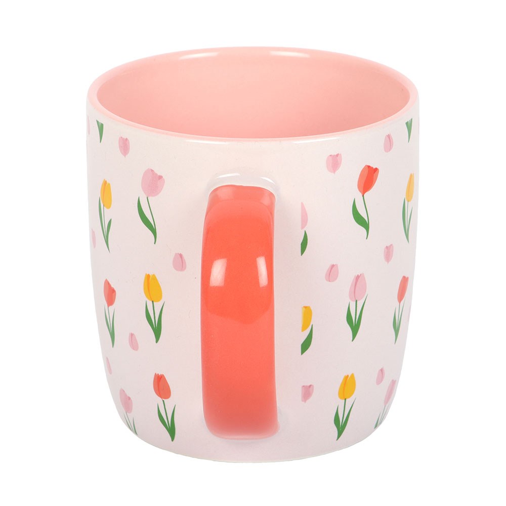 Sable Homeware tulip print spring mug with colorful tulip design and ceramic handle, perfect for springtime tea or coffee.