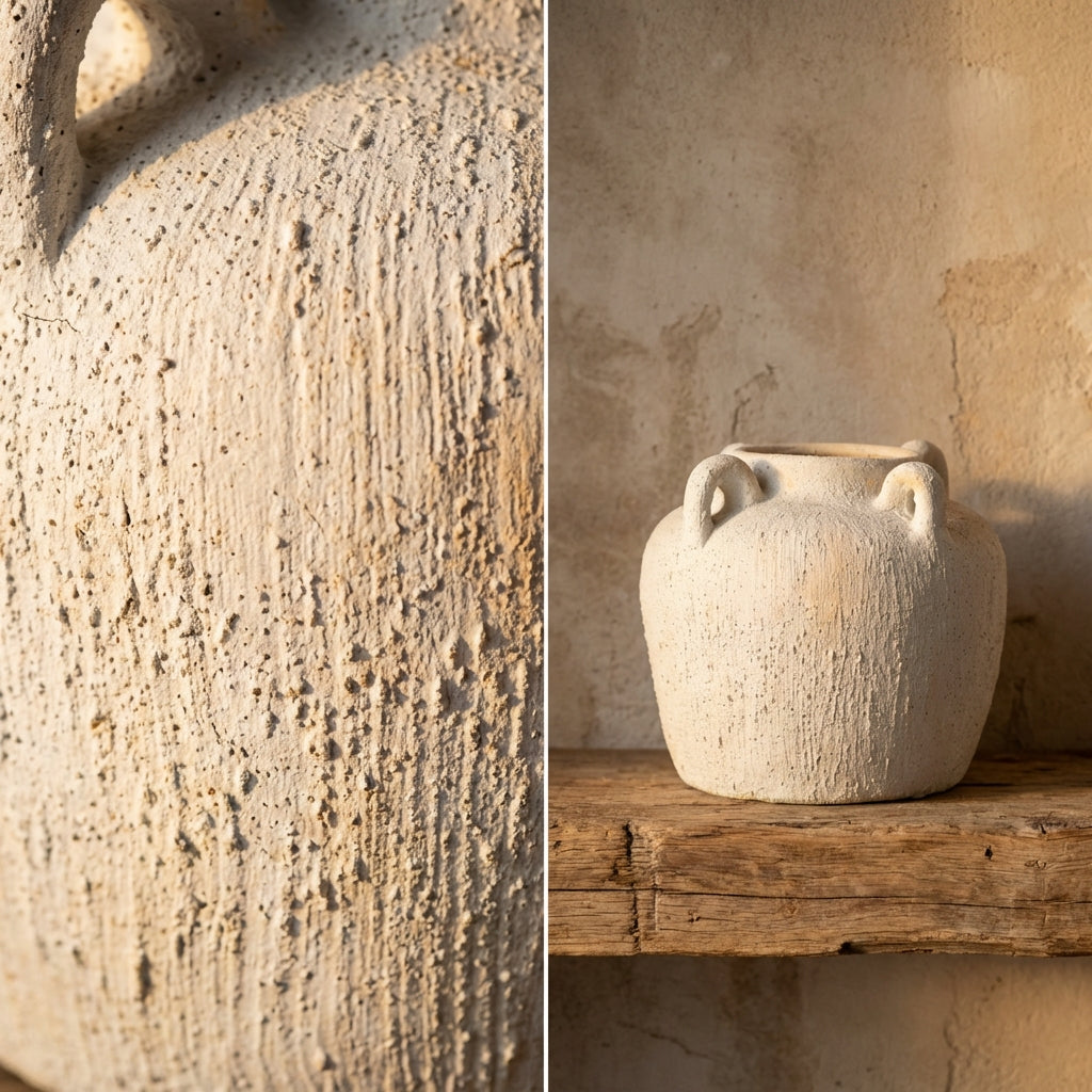 White textured Toby vase by Sable Homeware in two sizes, featuring a modern design with a textured surface.