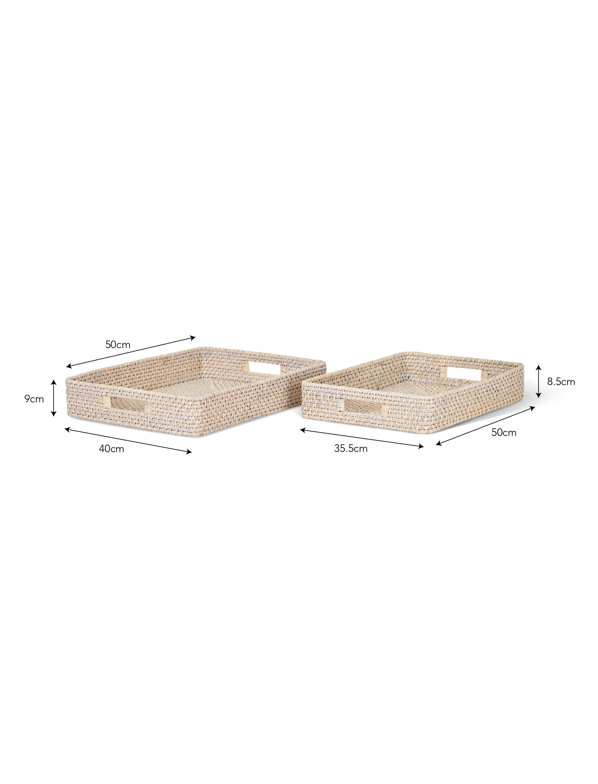 Set of two Wittering Rattan rectangular baskets by Sable Homeware, featuring woven rattan design for stylish storage.