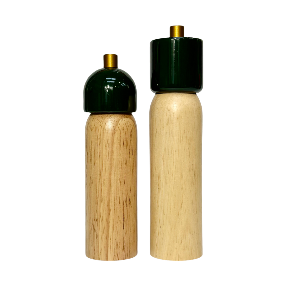 Green Sable Homeware Deluxe Salt and Pepper Grinder set, stylish table accessories with adjustable grinding mechanisms.