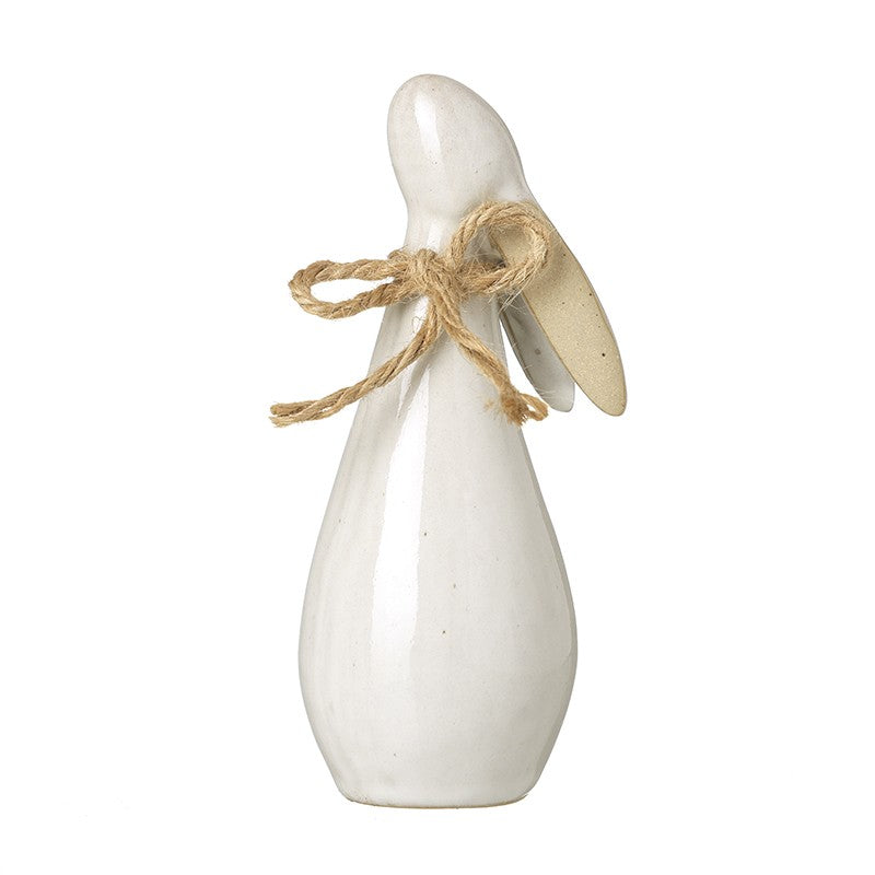 White porcelain rabbit ornament by Sable Homeware, displayed in two sizes, featuring smooth glossy finish and delicate detailing.