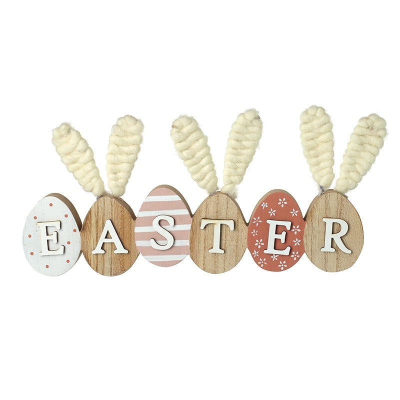 Easter sign with bunny ears decorative plaque from Sable Homeware featuring festive spring design and cheerful holiday theme.