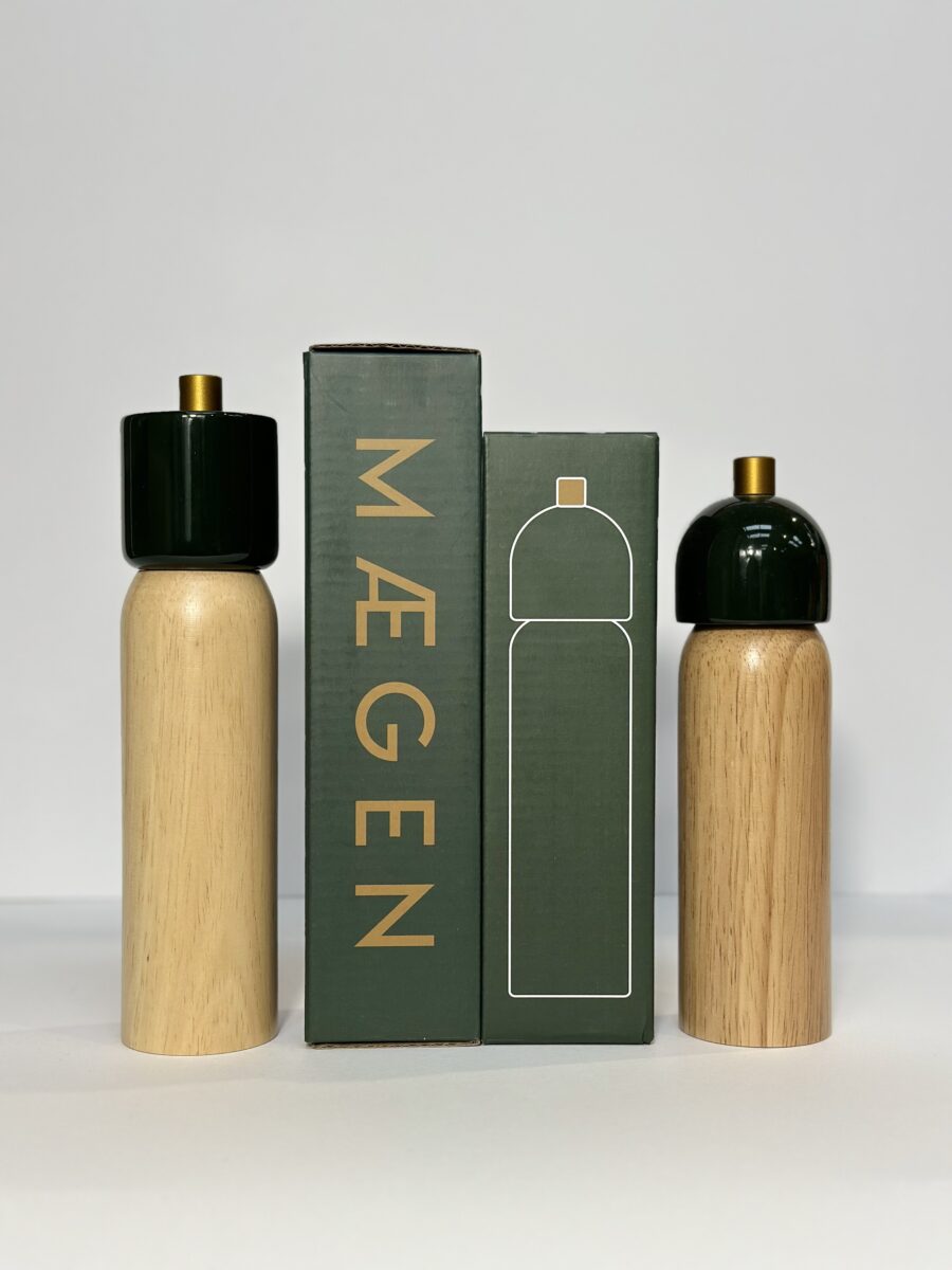 Sable Homeware Deluxe Salt and Pepper Grinder set with large green ceramic grinders for table seasoning.