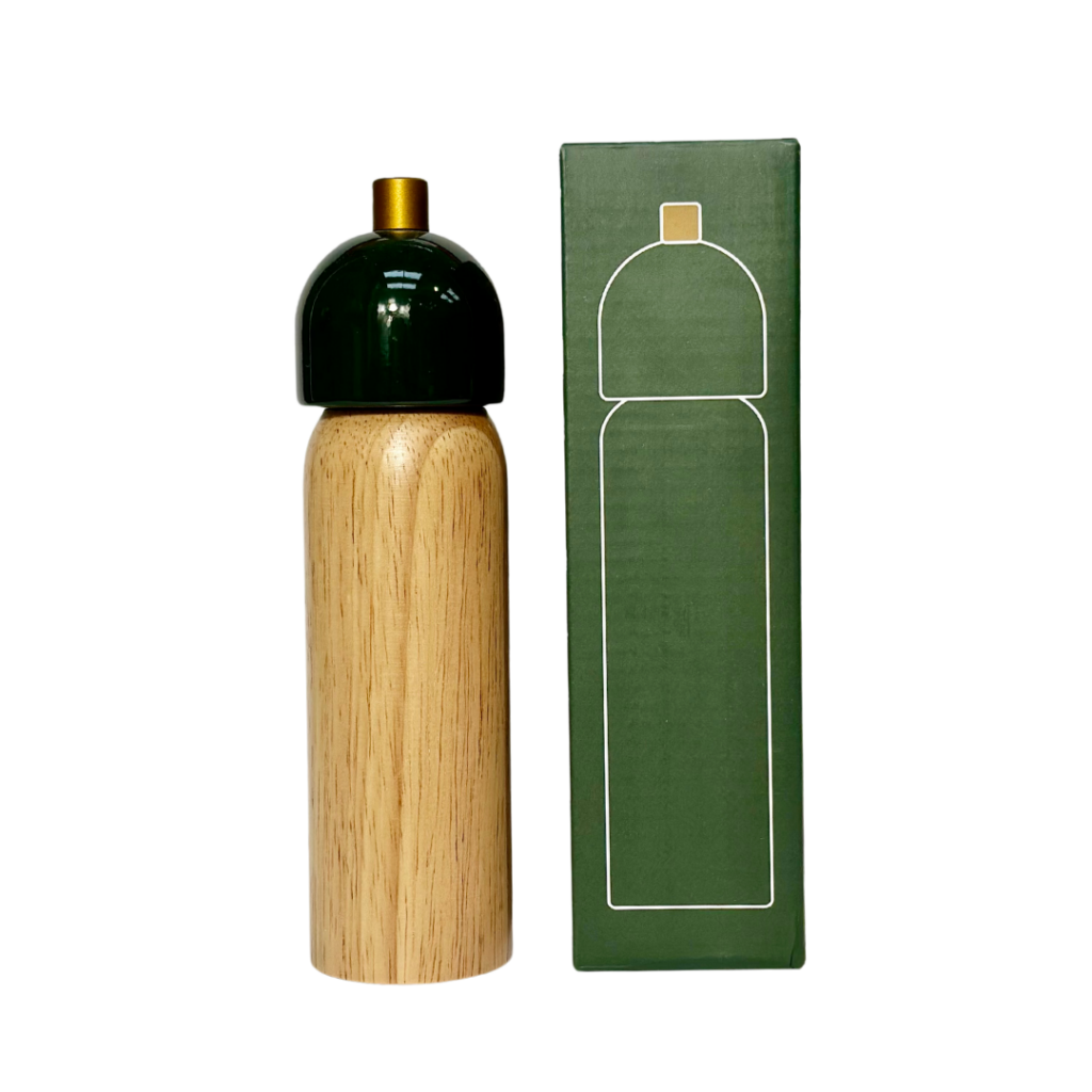 Sable Homeware Deluxe Salt and Pepper Grinder set with green ceramic finish, tabletop spices grinder for kitchen use