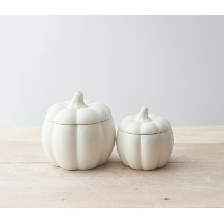 Glazed ceramic pumpkin pots for Halloween by Shabbyquins, featuring orange and green decorative pumpkin planters.