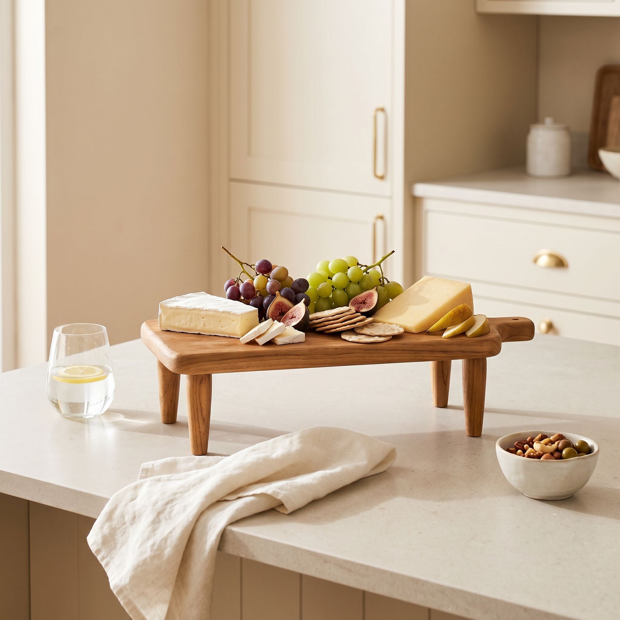 Medium Shippon teak serving board by Sable Homeware, showcasing a smooth, natural wood surface for serving cheeses and snacks.