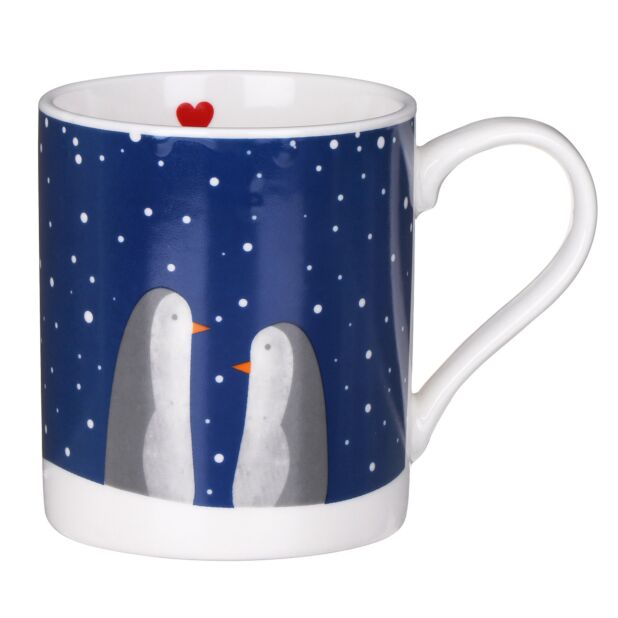 Shabbyquins Christmas Penguins Mug featuring festive penguin illustrations on a ceramic mug for holiday cheer.