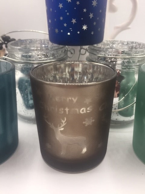 Sable Homeware warm Christmas tealight holder with festive Merry Christmas design, perfect for holiday candle decor.
