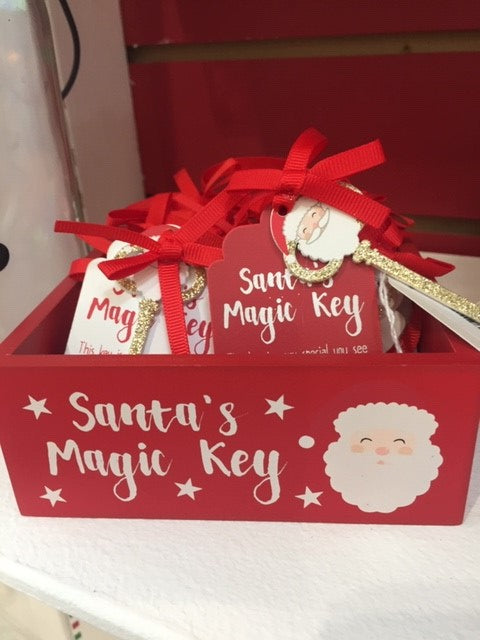 Sable Homeware Santa's Magic Key Christmas decoration in festive red and gold with holiday-themed design.
