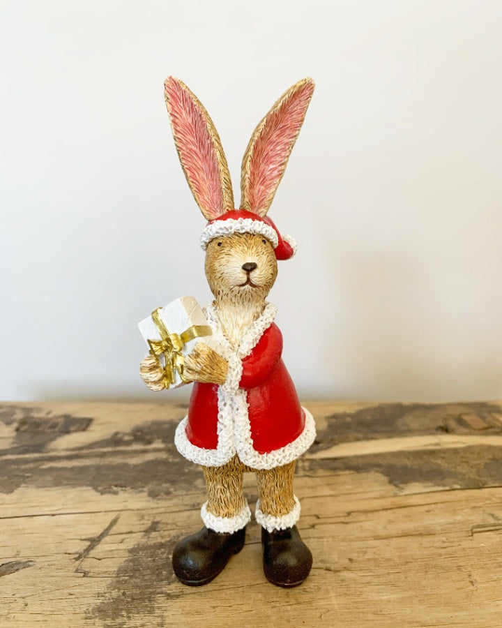Standing Santa Rabbit With Star or Present - Sable Homeware