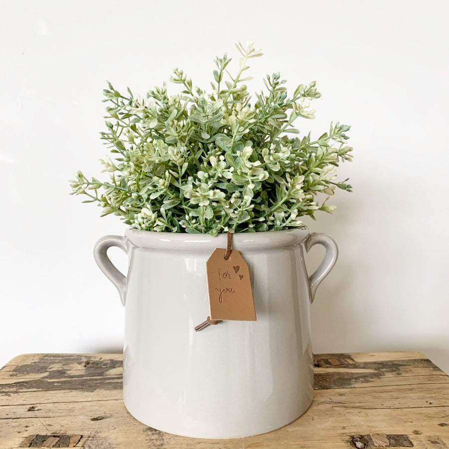 Grey Planter With 'For You' Tag - Sable Homeware