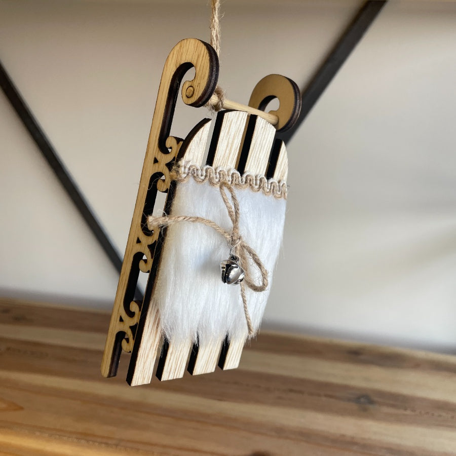 Wooden Hanging Sledge Decoration - Shabbyquins